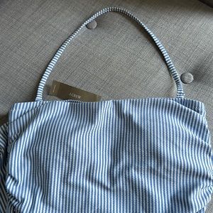 NWT J. Crew Blue and White Seersucker One-Piece Bathing Suit
